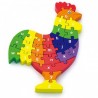 Puzzle din lemn 3D cu litere mici si mari - cocos colorat