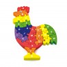 Puzzle din lemn 3D cu litere mici si mari - cocos colorat