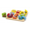 Puzzle din cuburi din lemn cu mijloace de transport