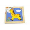 Puzzle din lemn din 4 piese mari - girafa