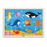 Puzzle din lemn din 16 piese - animale din ocean