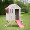 Casuta de gradina My Red Cottage House cu platforma si tobogan (M26R), Wendi Toys