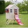 Casuta de gradina My Red Cottage House cu platforma si tobogan (M26R), Wendi Toys