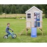 Casuta de gradina My Blue Cottage House cu platforma si tobogan (M26B), Wendi Toys