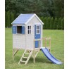 Casuta de gradina My Blue Cottage House cu platforma si tobogan (M26B), Wendi Toys