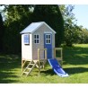 Casuta de gradina My Blue Cottage House cu platforma si tobogan (M26B), Wendi Toys