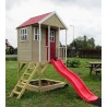 Casuta de gradina Nordic Adventure House cu platforma cu loc pentru nisip si tobogan (M8), Wendi Toys
