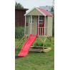 Casuta de gradina Nordic Adventure House cu platforma cu loc pentru nisip si tobogan (M8), Wendi Toys