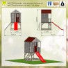 Casuta de gradina Nordic Adventure House cu platforma cu loc pentru nisip si tobogan (M8), Wendi Toys