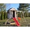Casuta de gradina Summer Adventure House cu platforma cu loc pentru nisip, tobogan si leagan (M9)