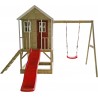 Casuta de gradina Nordic Adventure House cu platforma cu loc pentru nisip, tobogan si leagan (M10)