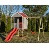 Casuta de gradina Summer Adventure House cu platforma cu loc pentru nisip, tobogan si leagan (M9)