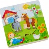 Puzzle din lemn in straturi - Prietenii de la ferma, Haba