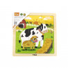 Puzzle din 9 piese mari Mama si puiul Vaca, Viga