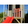 Casuta de gradina Summer Adventure House cu platforma cu loc pentru nisip, tobogan si leagan dublu (M29R), Wendi Toys