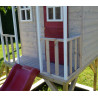 Casuta de gradina Nordic Adventure House cu platforma cu loc pentru nisip, tobogan si leagan dublu (M30R), Wendi Toys