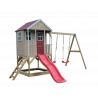Casuta de gradina Nordic Adventure House cu platforma cu loc pentru nisip, tobogan si leagan dublu (M30R), Wendi Toys