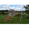 Casuta de gradina Nordic Adventure House cu platforma cu loc pentru nisip, tobogan si leagan dublu (M30R), Wendi Toys