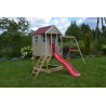 Casuta de gradina Nordic Adventure House cu platforma cu loc pentru nisip, tobogan si leagan dublu (M30R), Wendi Toys