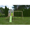 Casuta de gradina Lime Lodge cu platforma, tobogan si leagan dublu (M28L), Wendi Toys