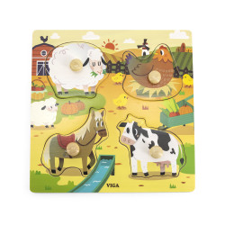 Puzzle cu manere - Animale...