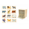 Set 12 puzzle-uri Montessori cu raft de depozitare, Viga