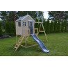 Casuta de gradina Grey Lodge cu platforma, tobogan si leagan (M24G), Wendi Toys