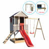 Casuta Summer Adventure cu loc de nisip, tobogan, leagan, modul sport, bucatarie, Wendi Toys