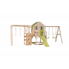 Casuta de gradina Lime Lodge cu tobogan, leagan dublu, modul sport si bucatarie (M28L_GK), Wendi Toys