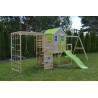 Casuta de gradina Lime Lodge cu tobogan, leagan dublu, modul sport si bucatarie (M28L_GK), Wendi Toys