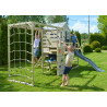 Casuta de gradina Grey Lodge cu tobogan, leagan dublu, modul sport si bucatarie (M28G_GK), Wendi Toys