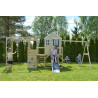 M28G_G - Casuta de gradina Grey Lodge cu tobogan, leagan dublu, modul sport (M28G_G), Wendi Toys