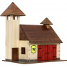 Set constructie arhitectura Statie de pompieri, 128 piese din lemn, Walachia