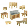 Set de construit Obiecte de mobilier, 128 piese din lemn, Walachia