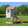 Casuta de gradina Nordic Adventure House cu platforma cu loc pentru nisip si tobogan (M8), Wendi Toys