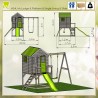 Casuta de gradina Lime Lodge cu platforma, tobogan si leagan (M24L)