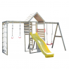 Turn de joaca cu 2 platforme, panou de catarare, tobogan, leagan si modul de gimnastica (M41), Wendi Toys