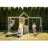 Turn de joaca cu 2 platforme, panou de catarare, tobogan, leagan si modul de gimnastica (M41), Wendi Toys