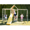Turn de joaca cu 2 platforme, panou de catarare, tobogan, leagan si modul de gimnastica (M41), Wendi Toys