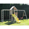 Turn de joaca cu 2 platforme, panou de catarare, tobogan, leagan dublu si modul de gimnastica (M41), Wendi Toys