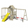 Turn de joaca cu 2 platforme, panou de catarare, tobogan, leagan dublu si modul de gimnastica (M41), Wendi Toys