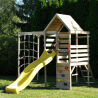 Turn de joaca cu 2 platforme, panou de catarare, tobogan si modul de gimnastica (M40), Wendi Toys