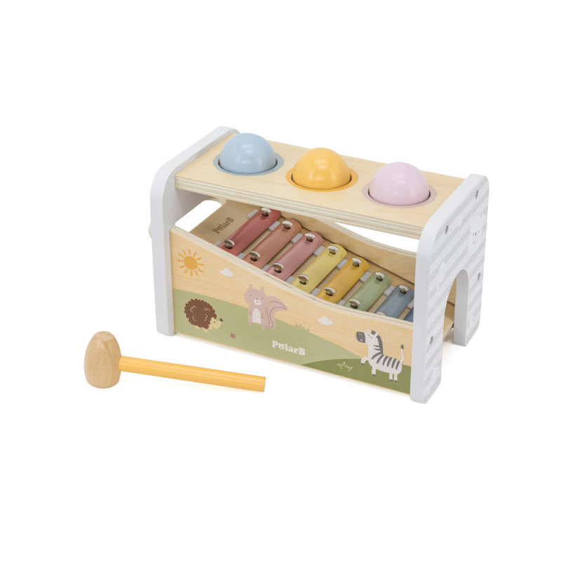 Banc de lovit cu Xilofon Montessori 3 in 1, Viga