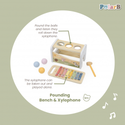 Banc de lovit cu Xilofon Montessori 3 in 1, Viga