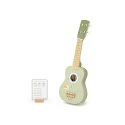 Ukulele verde din lemn pentru copii, jucarie muzicala Montessori