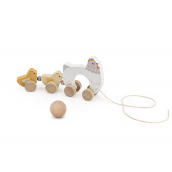 Jucarie de tras Closca cu ou rotativ si puisori veseli, PolarB Viga