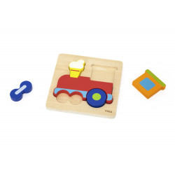 Puzzle din lemn 5 piese - trenulet, Viga