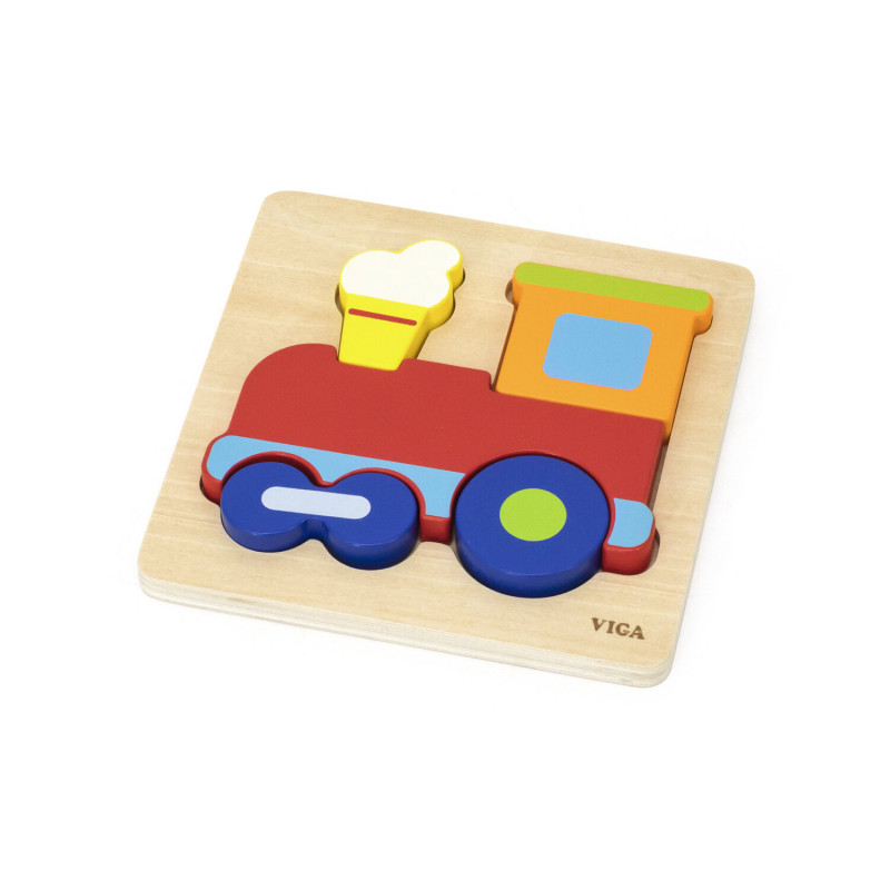 Puzzle din lemn 5 piese - trenulet, Viga
