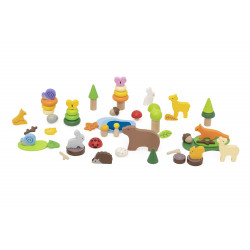 Blocuri din lemn colorate Povestile Naturii (58 piese), Viga