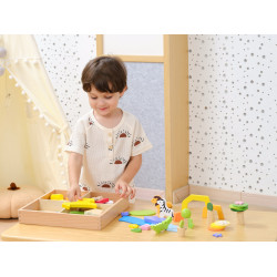 Blocuri din lemn colorate Povesti Tropicale (55 piese), Viga